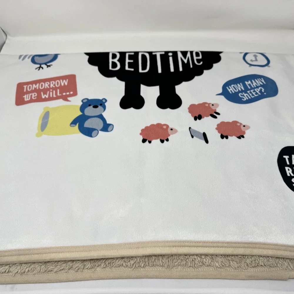 TerryTown Baby Blanket Reversible Sherpa Fleece‎ Bedtime Stars Nursery Security